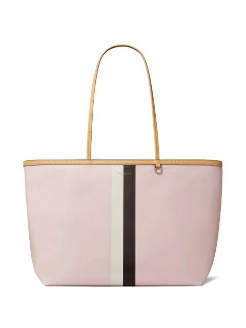 Racer striped-detail logo-print tote bag by TORY BURCH