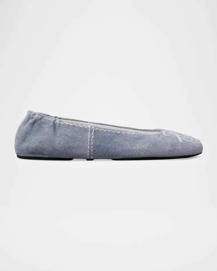 Reva Travel Denim Ballerina Flats by TORY BURCH
