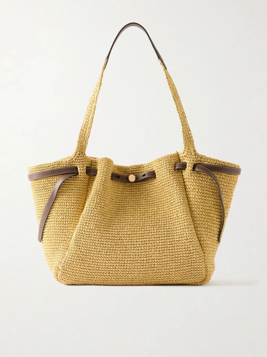 Romy leather-trimmed straw tote by TORY BURCH