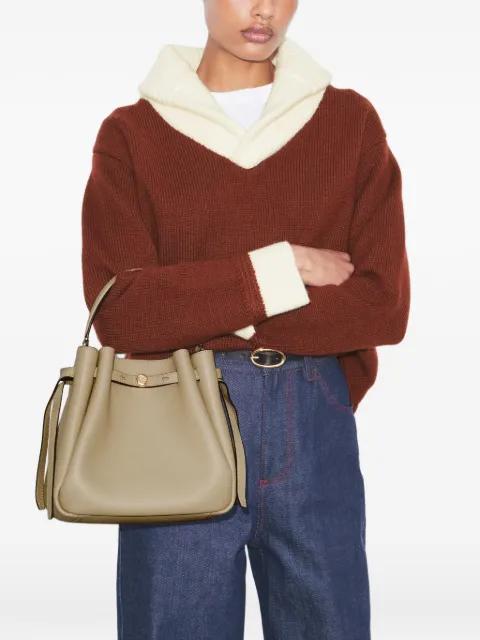 Romy logo-plaque pebbled leather bucket bag by TORY BURCH