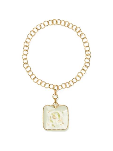 Runway swirl square-pendant necklace by TORY BURCH