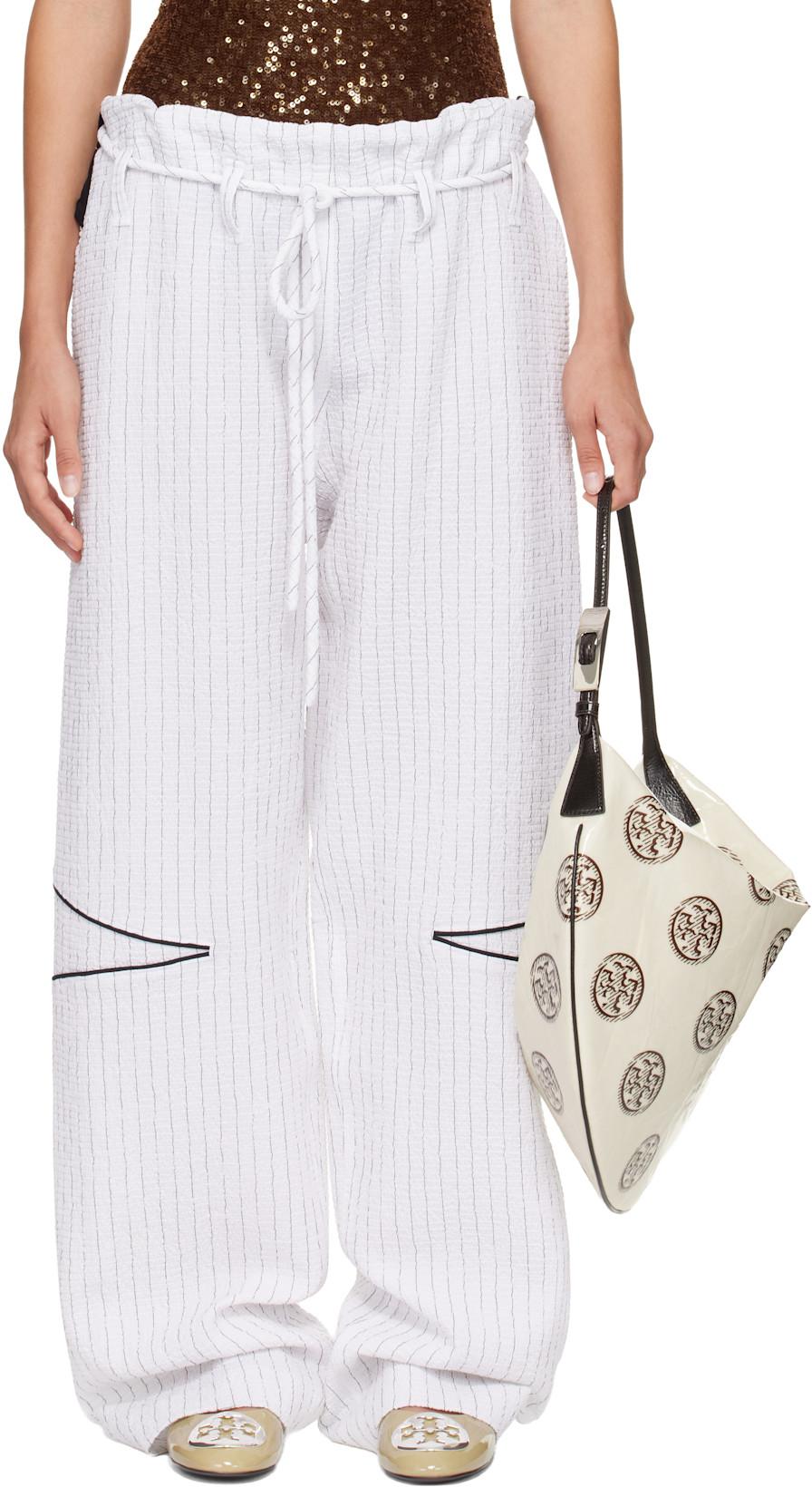 SSENSE Exclusive White Cotton Baggy Trousers by TORY BURCH