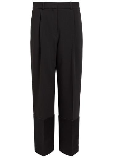 Satin cuffs cropped crepe trousers by TORY BURCH