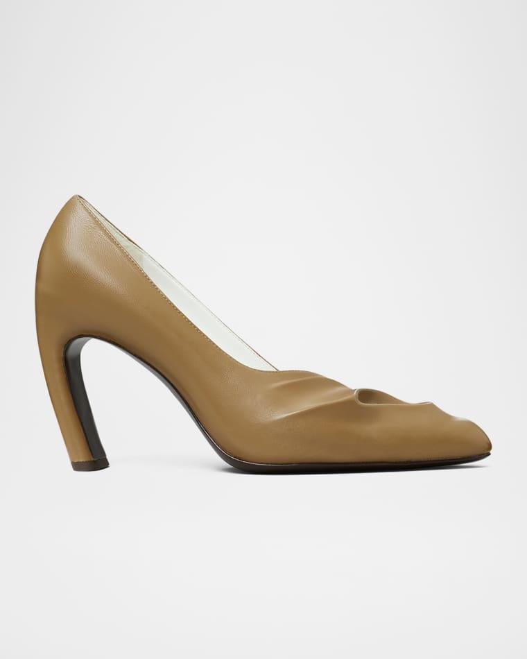 Sculpted Peep-Toe Leather Pumps by TORY BURCH