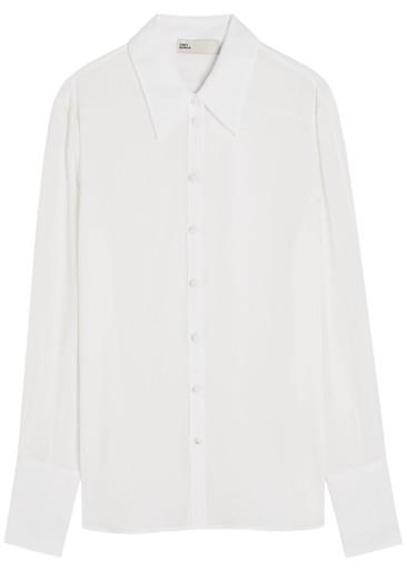 Semi-sheer crepe-georgette shirt by TORY BURCH
