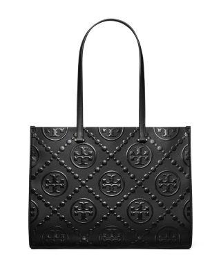 T Monogram Contrast Leather Tote by TORY BURCH