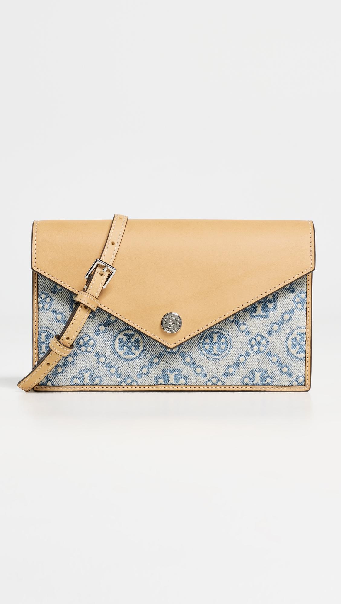 T Monogram Denim Envelope Chain Wallet by TORY BURCH