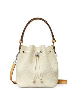 T Monogram Leather Bucket Bag by TORY BURCH