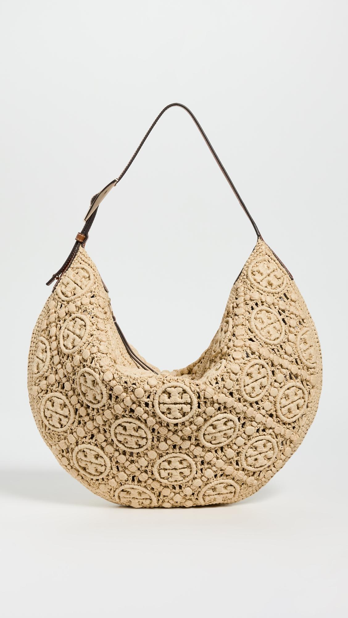 T Monogram Raffia Balloon Bag by TORY BURCH