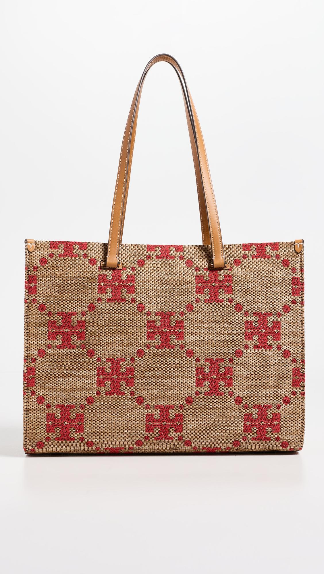 T Monogram Straw Tote by TORY BURCH