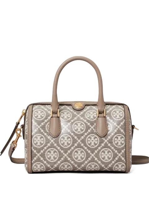 T Monogram coated-jacquard petite Barrel bag by TORY BURCH