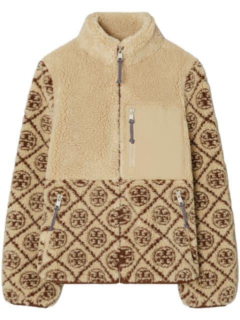 T Monogram fleece jacket by TORY BURCH