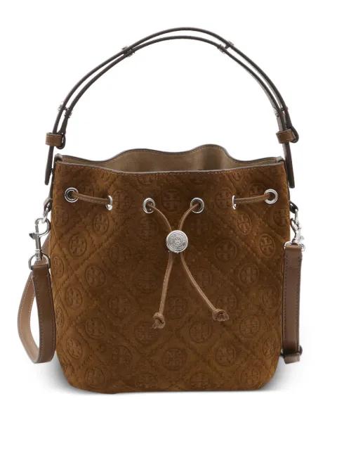T Monogram suede bucket bag by TORY BURCH