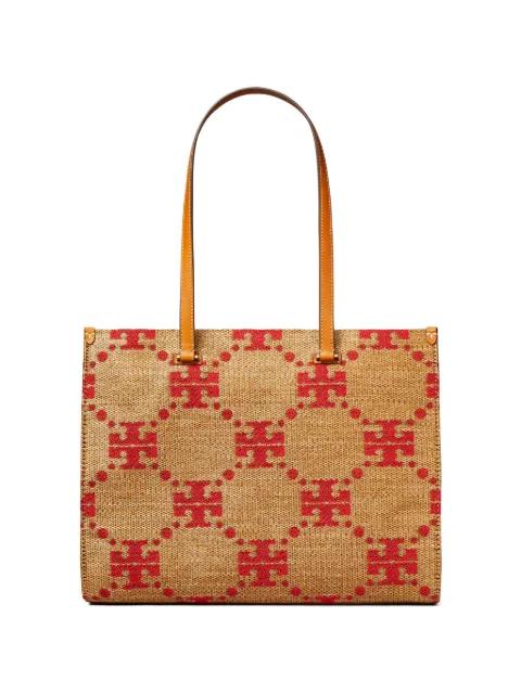 T Monogram woven tote bag by TORY BURCH