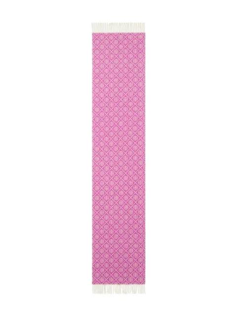T-monogram fringed scarf by TORY BURCH