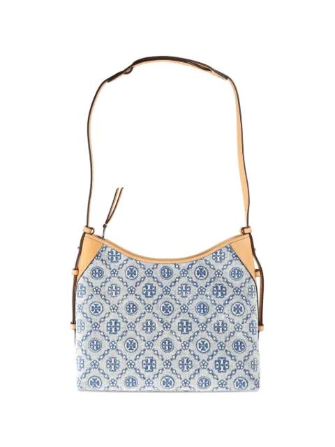T monogram-pattern denim messenger bag by TORY BURCH