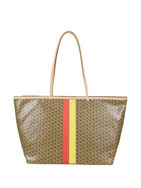 The Racer striped-detail tote bag by TORY BURCH