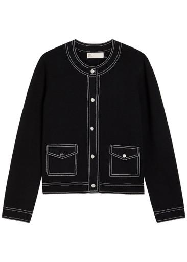 Topstitch wool cardigan by TORY BURCH