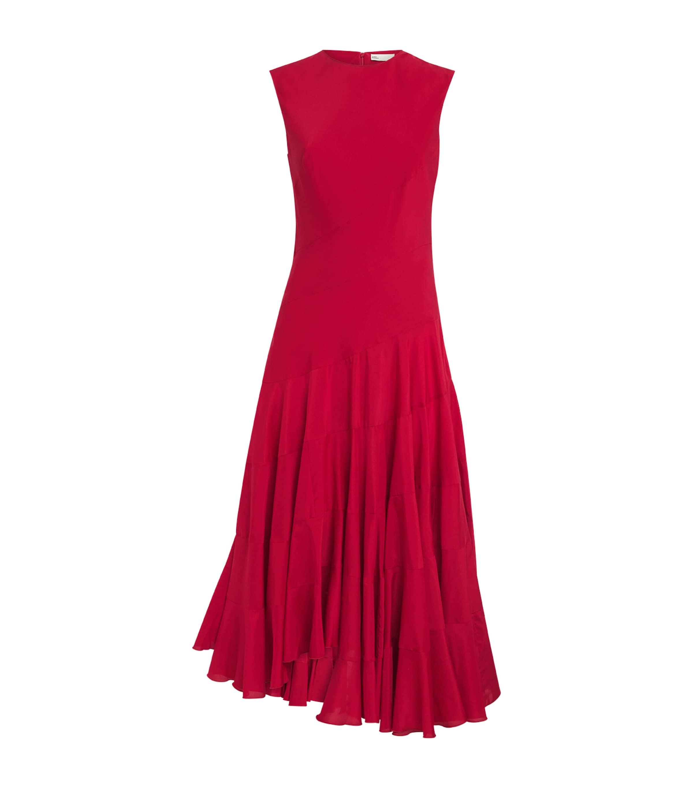 Tory Burch Cotton-Silk Asymmetric Midi Dress by TORY BURCH