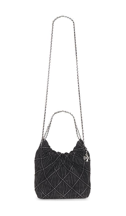 Tory Burch Denim Mini Hobo Bag in Black by TORY BURCH