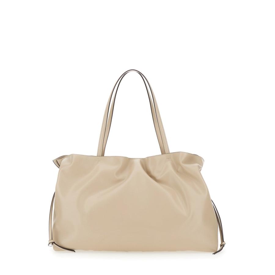 Tory Burch Ella Beige Shoulder Bag With Drawstring Closure And Embossed Logo In Ecoleather Woman by TORY BURCH