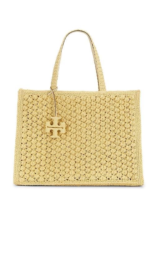 Tory Burch Ella Hand Crocheted Popcorn Stitch Large Tote Bag in Neutral by TORY BURCH