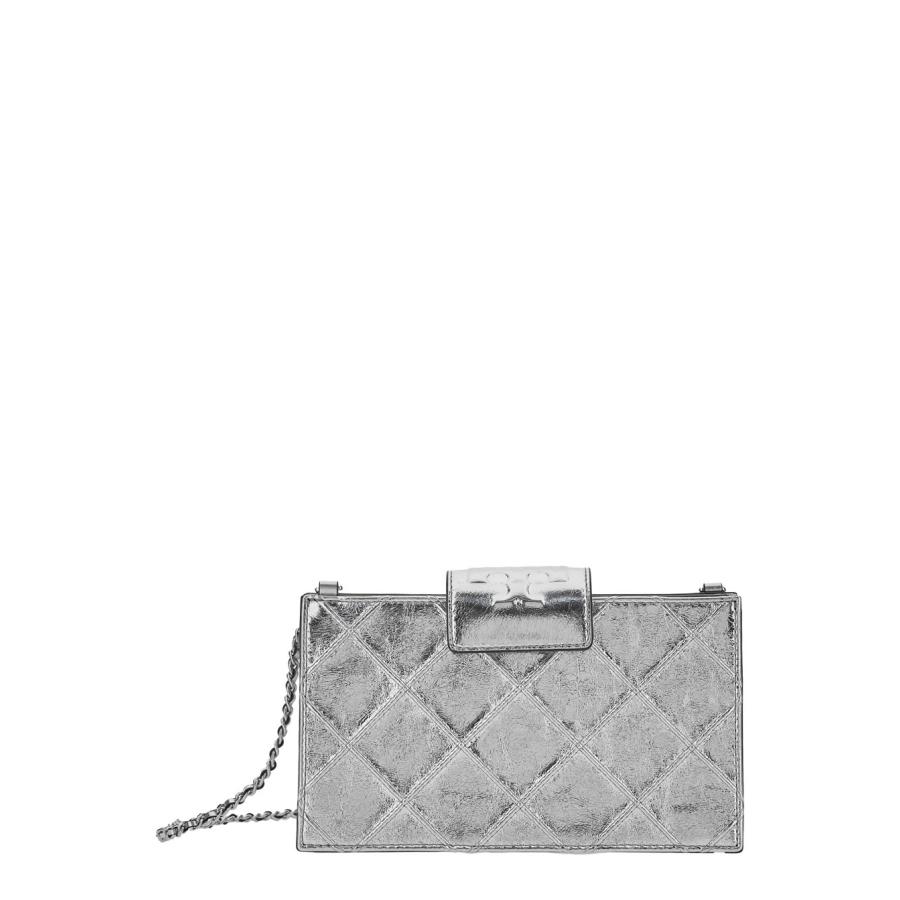 Tory Burch Fleming Mini Metallic Crossbody Bag With Chain Shoulder Strap And Quilted Design In Leather Woman by TORY BURCH