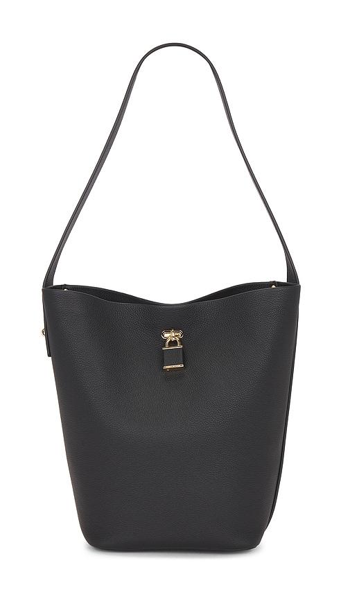 Tory Burch Lock Slim Bucket Bag in Black by TORY BURCH