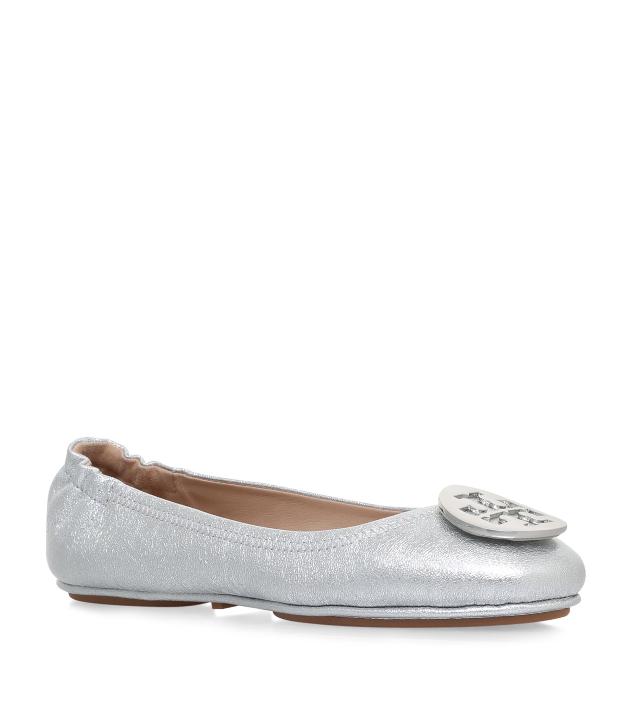 Tory Burch Metallic Leather Minnie Travel Ballet Flats by TORY BURCH
