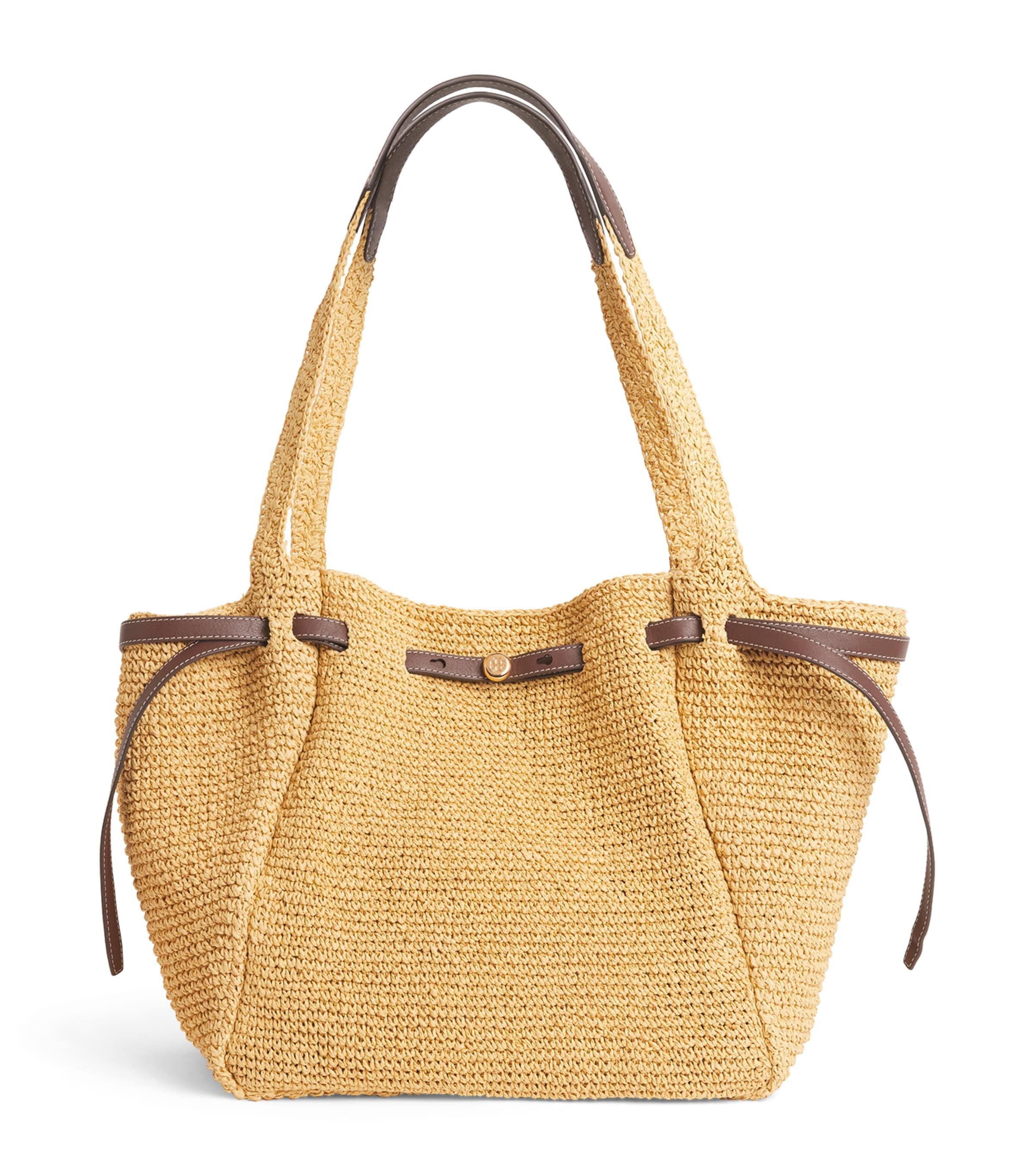 Tory Burch Raffia-Leather Romy Tote Bag by TORY BURCH