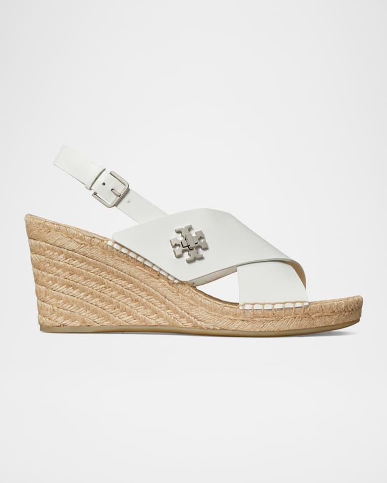 Turnlock Leather Slingback Espadrille Wedge Sandals by TORY BURCH