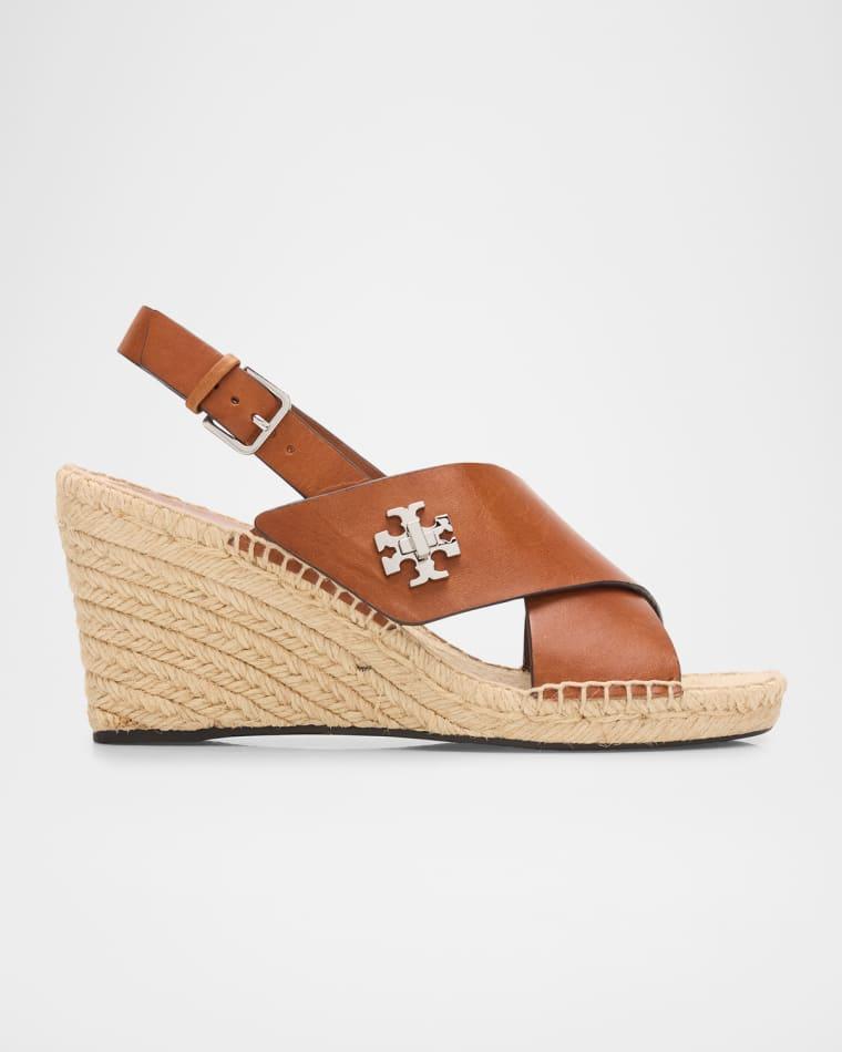 Turnlock Leather Slingback Espadrille Wedge Sandals by TORY BURCH