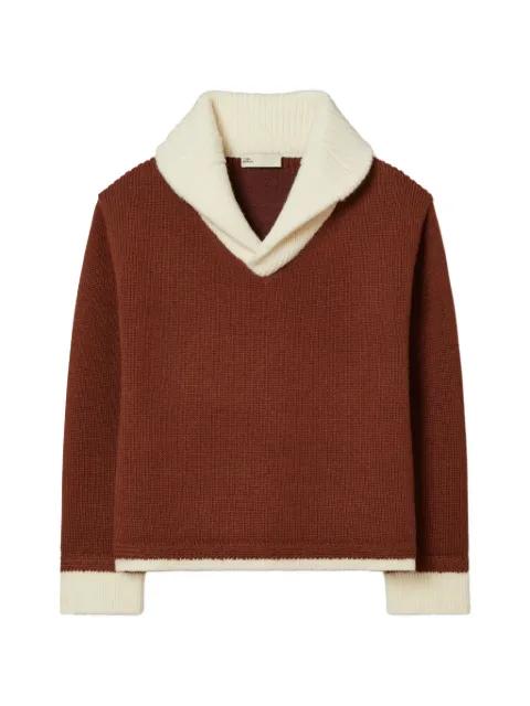 V-neck colour-block sweater by TORY BURCH