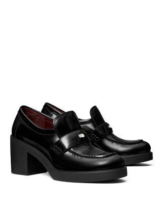 Women's Classic Heeled Leather Lug Loafers by TORY BURCH