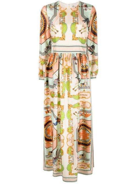 baroque-print silk dress by TORY BURCH