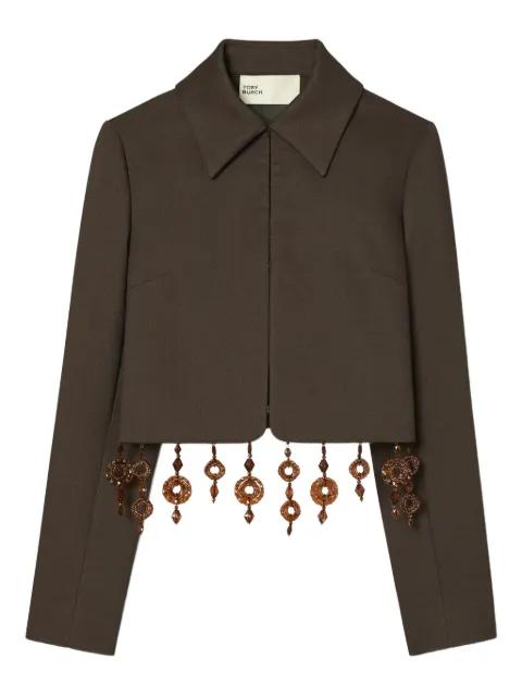 beaded crepe jacket by TORY BURCH