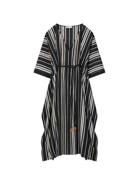 belted striped silk caftan by TORY BURCH