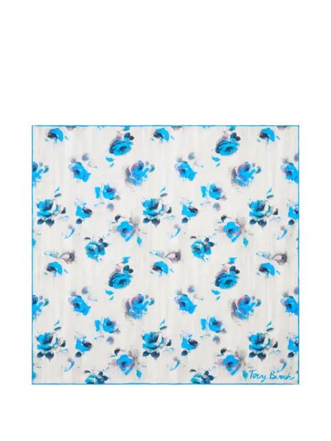 blue roses neckerchief by TORY BURCH