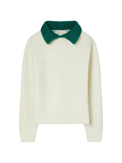 collared wool sweater by TORY BURCH