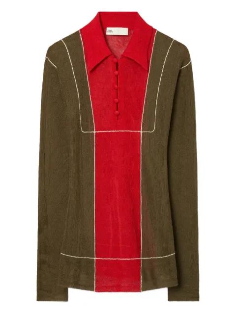 colour-block wool polo shirt by TORY BURCH