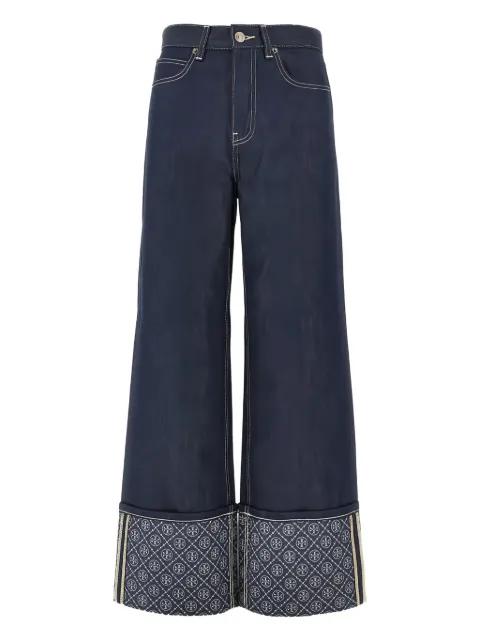 contrast-cuff straight-leg jeans by TORY BURCH