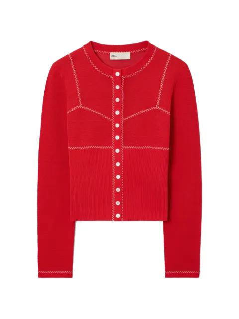 cotton and nylon mesh cardigan by TORY BURCH