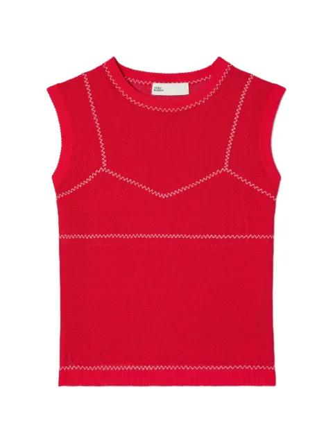 cotton and nylon mesh top by TORY BURCH