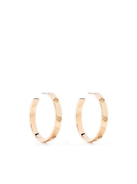 embossed-logo hoop earrings by TORY BURCH