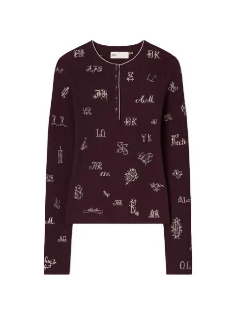 embroidered Henley sweater by TORY BURCH