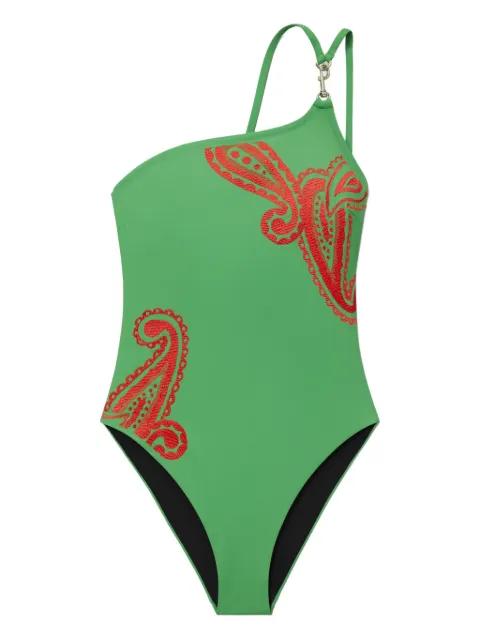 embroidered one-shoulder swimsuit by TORY BURCH