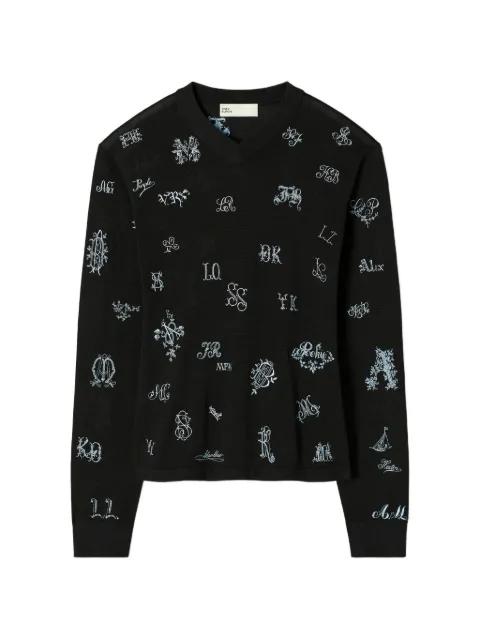 embroidered silk sweater by TORY BURCH