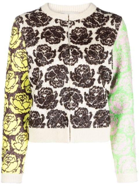 floral-motif zip-up cardigan by TORY BURCH