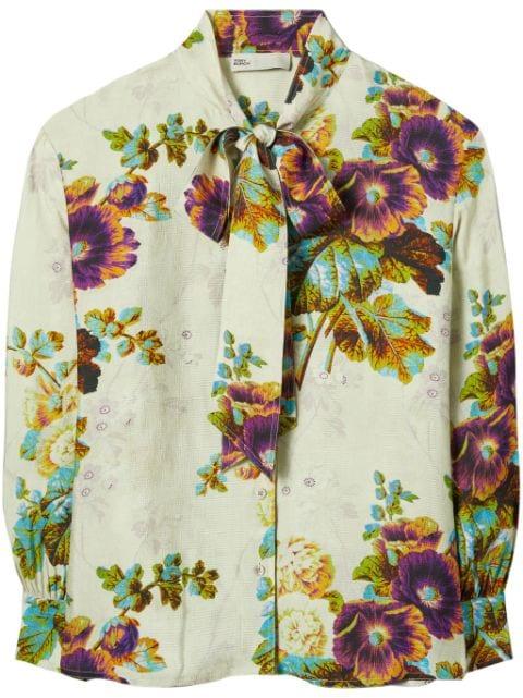 floral-pattern pussy-bow blouse by TORY BURCH