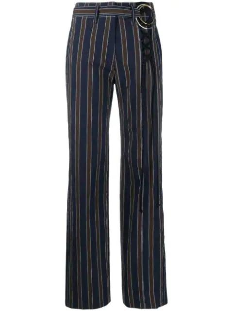 high-waisted stripe-pattern trousers by TORY BURCH